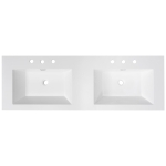 60-inch Resin Vanity Top with Undermount Rectangular Double Sinks, Undermount Sink Countertop with Built-In Overflow, 59'' L x 19.5'' W x 7'' H, White