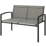 Outsunny Outdoor Garden Bench, 44 in Metal Patio Garden Park Bench with Breathable Mesh Fabric, 528 lb Load Capacity, Grey