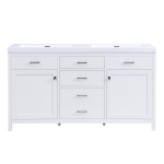 59-inch Double Sink Bathroom Vanity with Built-In Overflow, Transitional Bathroom Cabinet with Soft-Close Doors, 59'' L x 19.5'' W x 34'' H, White