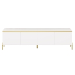 Modern High-Gloss TV Stand with Built-In Cable Management, Metal Legged TV Cabinet with Easy-Clean Surface, 67'' L x 15'' W x 19.5'' H, White