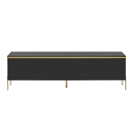 Modern High-Gloss TV Stand with Built-In Cable Management, Metal Legged TV Cabinet with Easy-Clean Surface, 67'' L x 15'' W x 19.5'' H, Black