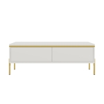 Modern High-Gloss Coffee Table with Hidden Dual Drawers, Stain-Resistant Center Table with Metal Legs, 39.5'' L x 19.5'' W x 14'' H, White
