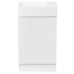 Practical Bathroom Vanity with 2-Tier Storage Shelves and Toilet Paper Holder, Compact Cabinet for Small Bathrooms, 18.5" L x 10.5" W x 33" H, White