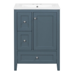 Ample Bathroom Vanity with 2 Upper Drawers and Removable Bottom Drawer, Ideal Cabinet for Small Bathrooms, 24" L x 18.5" W x 34" H, Blue Gray