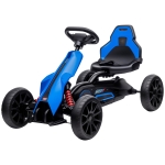 Aosom 12V Electric Go Kart for Kids, Ride On Toy with EVA Tires, 2 Speeds, Adjustable Seat, Safety Belt for 3-8 Years, Blue