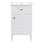 Functional Bathroom Vanity with Ceramic Sink and Tip-Out Top Drawer, Perfect Cabinet for Compact Bathrooms, 20" L x 18.5" W x 33.5" H, White