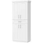 HOMCOM Modern Kitchen Pantry Freestanding Cabinet Cupboard with Doors and Drawer, Adjustable Shelving, White