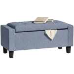 HOMCOM Storage Ottoman, Storage Bench with Wooden Legs, Tufted Armrests for Entryway, Living Room, Bedroom, 36.6", Dark Gray