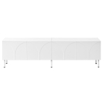Low-Profile TV Cabinet with 4 Doors and 2 Internal Storage Compartments, Modern TV Stand with PB and MDF Construction, 71'' L x 14'' W x 19.5'' H, White