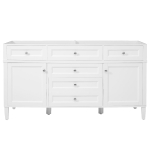 Bathroom Vanity Cabinet with Smooth-Glide Drawers, Freestanding Storage Cabinet with Adjustable Shelves, 58.5'' L x 19'' W x 32'' H, White