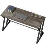 HOMCOM 55 Inch Computer Desk, Industrial Writing Desk with Z-Shaped Metal Leg, Study Table for Home Office, Distressed Gray