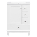Spacious Bathroom Vanity with 3 Drawers and One-Door Cabinet, Freestanding Cabinet for Small Bathrooms, 24" L x 18.5" W x 34" H, White