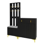 Functional Wardrobe Set with Multiple Compartments, Ideal Storage Unit for Hallways and Mudrooms, 21.5" L x 13.5" W x 68.5" H, Black