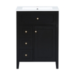 Double Bathroom Vanities with Tip-Out Top Drawer and 3 Pull-Out Drawers, Stylish Cabinets with Freestanding Design, 48" L x 18.5" W x 34" H, Black