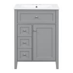 Sleek Bathroom Vanity with Tip-Out Top Drawer and 3 Pull-Out Drawers, Stylish Cabinet with Freestanding Design, 24" L x 18.5" W x 34" H, Gray