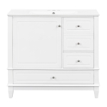 Spacious Bathroom Vanity with 3 Drawers and One-Door Cabinet, Freestanding Cabinet for Small Bathrooms, 36" L x 18.5" W x 33.5" H, White