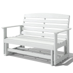 Outsunny Patio Glider Bench w/ HDPE Slatted Double Rocking Chair, Distressed White