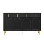 Spacious Sideboard with Adjustable Shelves, Versatile Storage Cabinet for Living and Dining Rooms, 47" L x 15" W x 32.5" H, Black