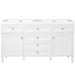 Modern Bathroom Vanity Cabinet with Soft-Close Hinges, Soft Close Storage Vanity with Adjustable Shelves, 59'' L x 19.5'' W x 34'' H, White