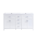 Double Sink Bathroom Vanity with Integrated Resin Sinks, 4-Drawer Storage Vanity for Modern Bathrooms, 59'' L x 19.5'' W x 33.5'' H, White