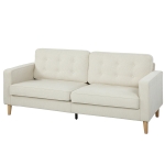 HOMCOM 3 Seater Sofa Upholstered with Padded Cushion Modern Button Tufted Couch with Wood Legs, Cream White