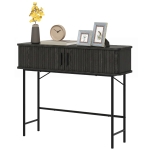 HOMCOM Mid-Century Entryway Table, Narrow Console Table with Storage Compartments for Behind Couch, Living Room, Black