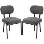 HOMCOM Upholstered Linen Fabric Kitchen Chairs, Modern Dining Chairs Set of 2 with Metal Legs, Grey