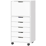 HOMCOM File Cabinet on Wheels Mobile Printer Stand with 5 Drawers for Home Office White