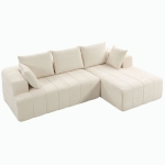 HOMCOM 101" Modular Sectional Sofa with Chaise, Chenille Boneless Cloud Sofa Bed, 3 Seater L-Shaped Couch, No Assembly, Beige