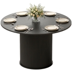 HOMCOM Round Dining Table for 4-6, 47 Inch Kitchen Table with Fluted Pedestal Base, for Kitchen Living Room Dining Room, Black