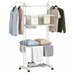 HOMCOM 5-Tier Clothes Drying Rack, Foldable Laundry Drying Rack with Wheels, Side Wings, White