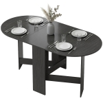 HOMCOM Oval Folding Dining Table, Space Saving Drop Leaf Kitchen Table for Dining Room, Living Room, Black