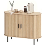 HOMCOM Sideboard Buffet Cabinet with Curved Tambour Doors and Storage, Natural Wood