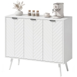 HOMCOM Modern Sideboard and Buffet, Dining Room Cabinet with Adjustable Shelves and 3 Doors, White