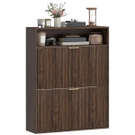 HOMCOM Shoe Cabinet with 2 Flip Drawers Narrow Shoe Storage Cabinet with Top Shelf for Entryway Hallway Coffee