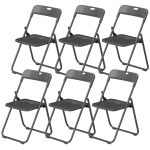 HOMCOM Folding Chairs 6 Pack, Plastic Foldable Chairs with Vent, Carry Hole and Steel Frame for Home, Office, Dining, Black