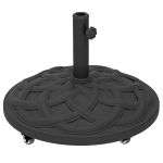Outsunny Round Patio Umbrella Base with Wheels, 44 lbs Resin Umbrella Stand Base, 1.3"/1.5"/1.9" Umbrella Poles Black