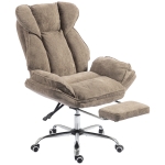HOMCOM Big and Tall Office Chair Footrest Executive Desk Chair High Back Snowflake Velvet Reclining, Brown