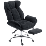 HOMCOM Big and Tall Office Chair Footrest Executive Desk Chair High Back Snowflake Velvet Reclining, Black