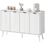 HOMCOM Modern Sideboard and Buffet, Dining Room Cabinet with Adjustable Shelves and 4 Doors, White