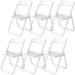HOMCOM Folding Chairs 6 Pack, Plastic Foldable Chairs with Vent, Carry Hole and Steel Frame for Home, Office, Dining, White