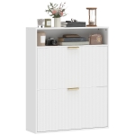 HOMCOM Shoe Cabinet with 2 Flip Drawers Narrow Shoe Storage Cabinet with Top Shelf for Entryway Hallway White