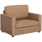 HOMCOM Accent Chair, Velvet-feel Fabric Armchair with Wide Seat, Spring Cushion, Solid Wood legs, Brown