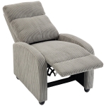 HOMCOM Corduroy Home Theater Seating, Push Back Recliner Chair with Padded Seat for Living Room, Grey