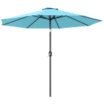 Outsunny 10' x 8' Round Market Umbrella, Patio Umbrella with Crank Handle and Tilt, Outdoor Parasol for Garden, Sky Blue