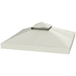 Outsunny 10' x 10' Gazebo Canopy Replacement Cover, 2-Tier Garden Gazebo Roof Replacement, UPF30+, TOP COVER ONLY, Light Grey