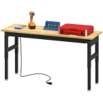 HOMCOM 60" Adjustable Workbench, Heavy Duty Work Table with Rubber Wood Top, Power Outlets, Pegboard, 2000 LBS Capacity