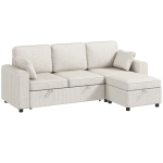 HOMCOM Modular Sectional Sofa Bed with Reversible Storage Ottoman, Pull Out Sleeper Sofa with Spring Cushion, Beige