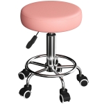 Vinsetto Hydraulic PU Barber Rolling Massage Tattoo Chair, Adjustable Swivel Salon Stool, Pink