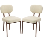 HOMCOM Upholstered Linen Fabric Kitchen Chairs, Modern Dining Chairs Set of 2 with Metal Legs, Beige